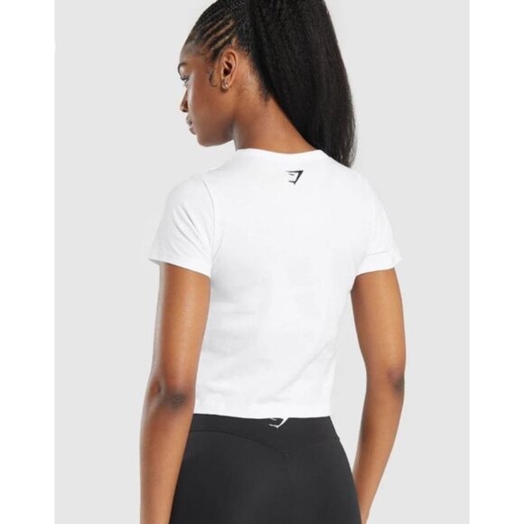 Gymshark Womens White Crop Top T-Shirt Size XL NWT - Picture 2 of 7